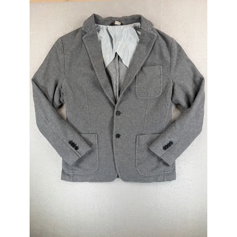 Banana Republic Mens Gray Cotton Knit Blazer Sport Coat 42R 2-Button Jacket